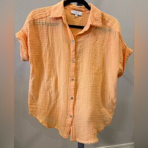 Michael Stars Women’s Bailey Gauze Button Down Shirt Light Orange Size XS